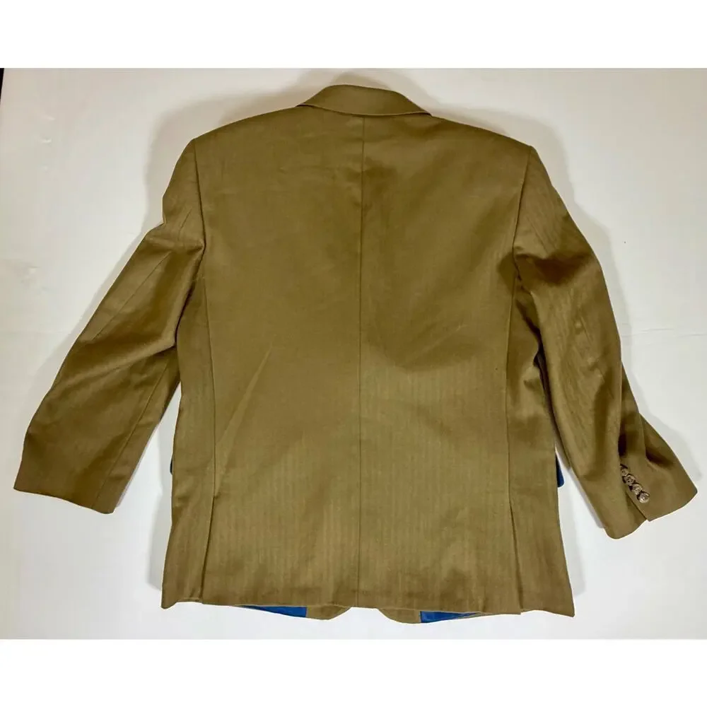 Paul Fredrick Alex Mens Sport Coat Blazer Size 40S Olive Wool Herringbone